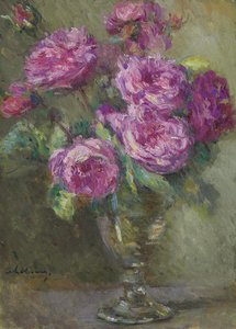 Bouquet De Roses Dans Un Verre À Pied — Albert-charles Lebourg