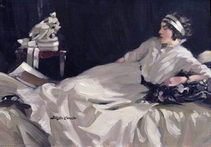 Reclining Lady In White — Stanley Cursiter
