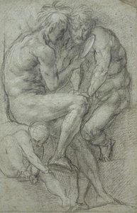 Studies Of Nudes (two Men, Seated, Looking In A Mirror, And A Seated Boy) — Jacopo Carucci