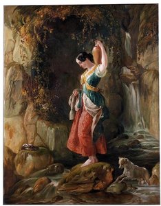Waterfall At St Nighton's Kieve, Near Tintagel — Daniel Maclise