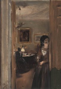 Living Room With The Artist's Sister — Adolph Von Menzel