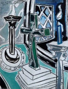 Crucifix And Candles, Night — Patrick Heron