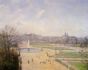 El Bassin Des Tuileries. Tarde, Sol — Camille Pissarro