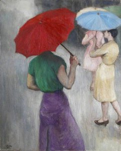 Three Ladies In The Rain — Georges Van Houten