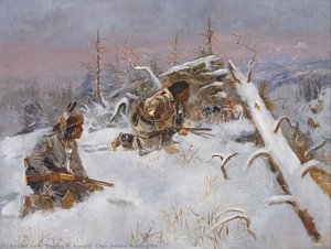 Crow-indianer Bei Der Elchjagd — Charles Marion Russell