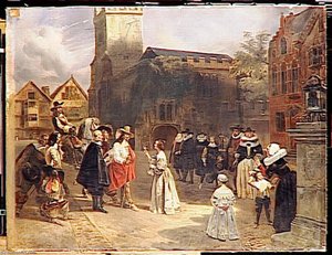 Charles 1er Recevant Une Rose Des Mains D'une Jeune Fille, Au Moment Ou Il Est Conduit Prisonnier Au Chateau De Carisbrook — Eugene Louis Lami