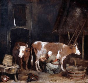 A Maid Milking A Cow In A Barn — Gerard Ter Borch The Younger