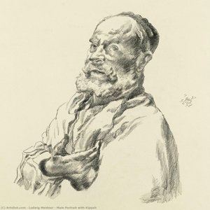 Male Portrait With Kippah — Ludwig Meidner