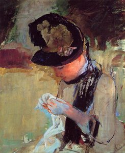 Jungfrau Beim Nähen Im Garten — Mary Stevenson Cassatt