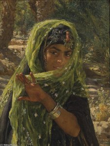 Fillette Se Voilant — Alphonse Etienne Dinet (nasreddine Dinet)
