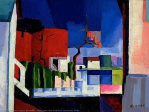 Old Canal, Red And Blue (rockaway River) — Oscar Bluemner