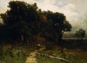 Untitled (landscape, Woodcutter On Path) — Edward Mitchell Bannister