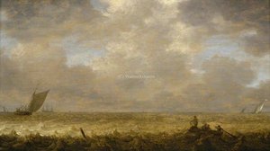 A Shallow Sea With Fishing Boats — Pieter The Elder Mulier