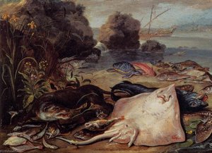 The Day's Catch (detail) — Jan Van Kessel The Elder