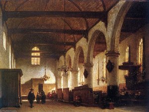 Bakenesser Church In Haarlem Sun — Johannes Bosboom