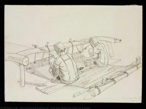 Two Men Weaving A Dari On A Loom — John Lockwood Kipling Cie
