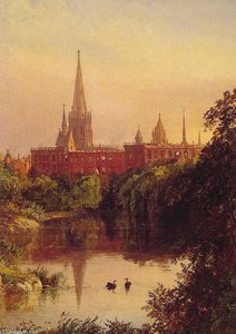 A View In Central Park ­ The Spire Of Dr. Hall's Church In The Distance — Jasper Francis Cropsey