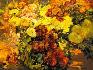 Peonies And Mums — Franz Bischoff