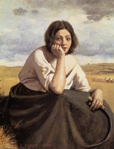 Harvester Holding Her Sickle — Jean-baptiste-camille Corot