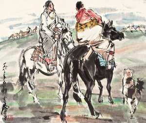 Herding On Horseback — Huang Zhou
