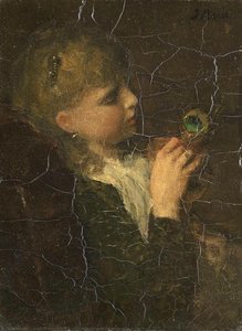 Girl With A Peacock Feather, Jacob Maris, C. 1877 — Jacob Henricus Maris