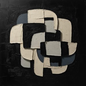 Monolithic Shadows: A Sculptural Study Of Interlocking Forms In Achromatic Impasto — Laurent Fabre