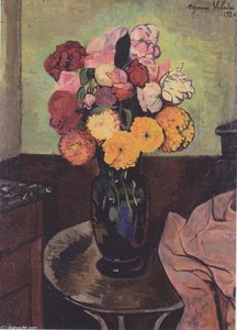 Flower Vase On A Round Table — Suzanne Valadon