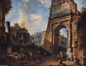 Ideal Landscape With The Titus Arch — Giovanni Paolo Panini
