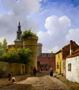 Small Street In Huy, Belgium — Andreas Schelfhout