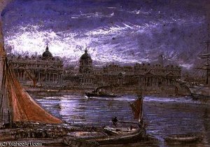 View Of Greenwich From The Thames — Albert Goodwin