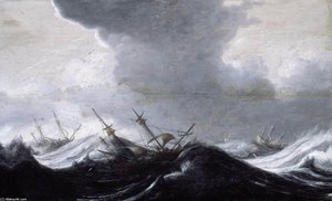 Dutch Shipping In Heavy Seas — Pieter The Elder Mulier