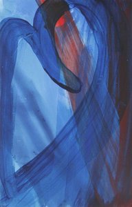 Blue And Red Abstract With Blue Swirl — Mark Rowan Hull