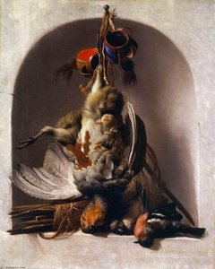 Dead Birds And Hunting Equipment In A Niche — Melchior De Hondecoetter