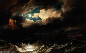 A Timely Rescue, View Holy Island, Northumberland — John Wilson Carmichael