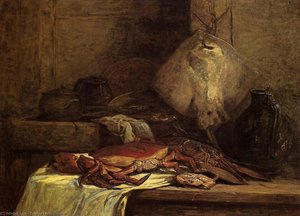 Crab, Lobster And Fish (also Known As Still Life With Skate) — Eugène Louis Boudin
