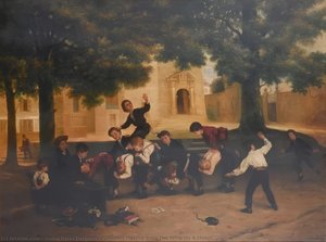 Children Playing Snap The Whip On A Street — Andre Henri Dargelas
