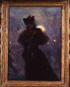 Femme En Noir Au Manchon — Jules Chéret