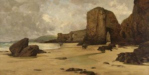 Beach View With Figures, Cornwall — Giffard Hocart Lenfestey