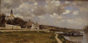 Bords De Seine, Chemin Et Maisons — Jouanny Paul