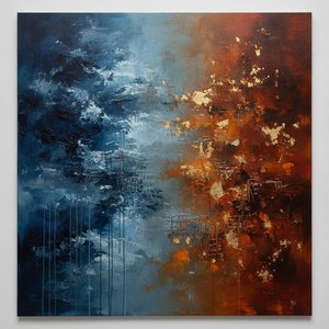 Indigo Storms meeting Gilded Earth in Fragmented Motion