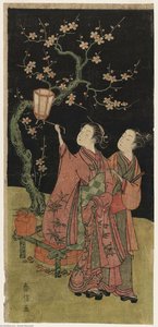 Couple Beside A Plum Tree At Night — Suzuki Harunobu