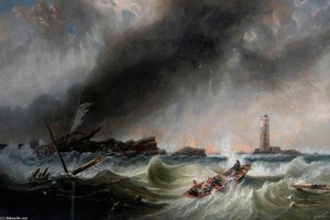 William And Grace Darling Returning With The Ss 'forfarshire' Survivors — John Wilson Carmichael