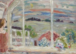 Temple From The Cottage At Dusk (with Janet) — Sir William George Gillies