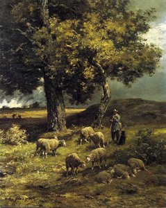 Tending The Flock — Charles-émile Jacque