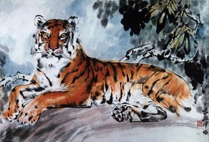 Tiger In Bushes — Yuan Xikun