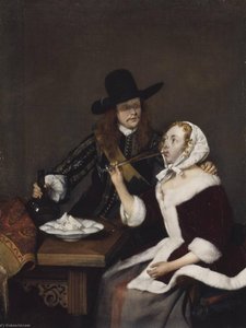 A Gentleman Pressing A Lady To Drink — Gerard Ter Borch The Younger