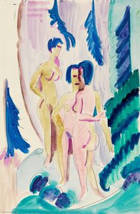 Three Nudes In The Mountain Forest — Ernst Ludwig Kirchner