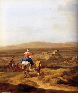 Italian Landscape With Mountain Plateau (detail) — Nicolaes Pietersz Berchem
