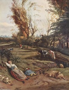 Pasture With Two Sleeping Shepherdesses — Jan Siberechts