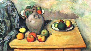 Still Life, Jug And Fruit On A Table — Paul Cézanne